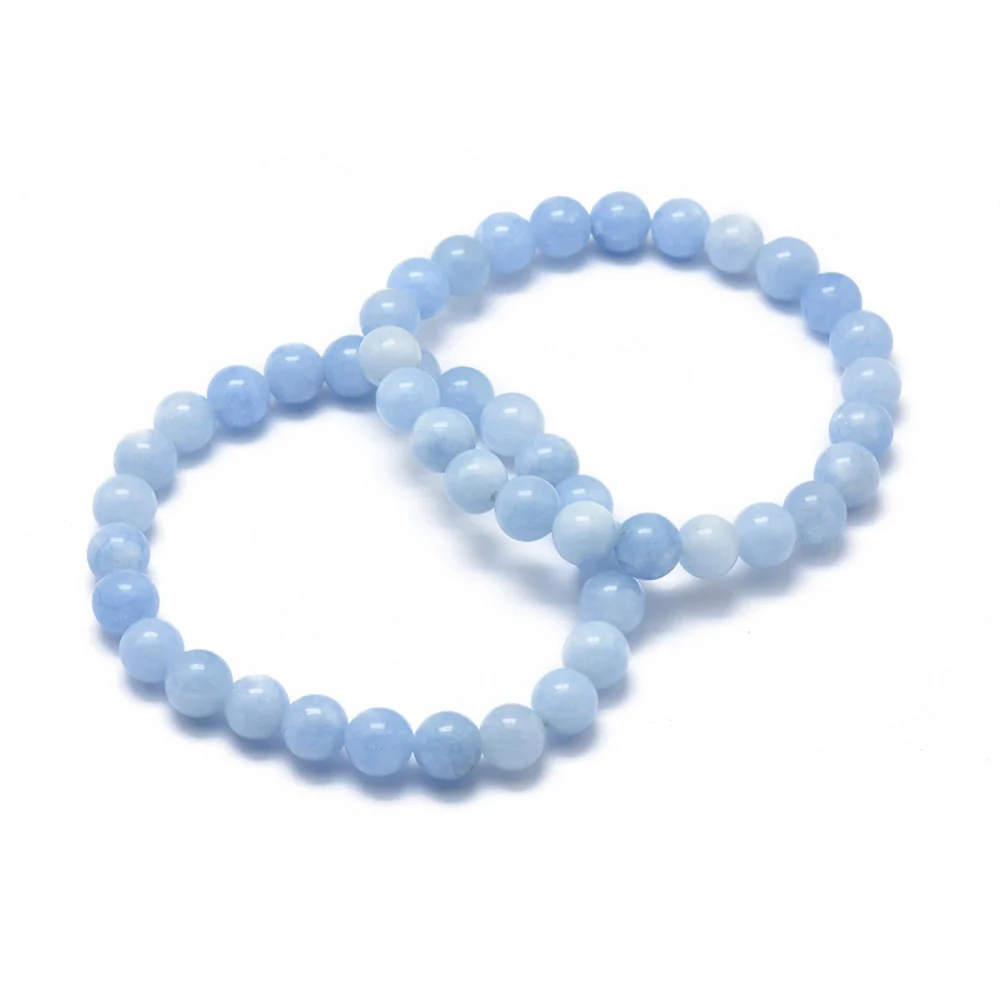 Beaded Natural Aquamarine Stretch Bracelet - Image 3