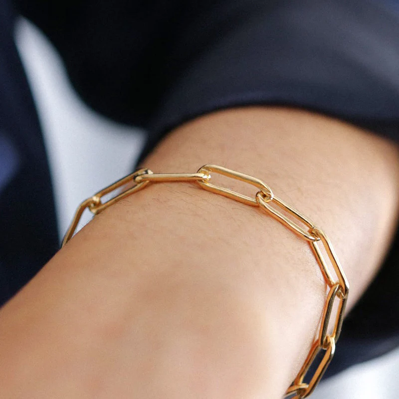 DG-20082013 Gold Stainless Steel Paper Clip Bracelet - Image 2