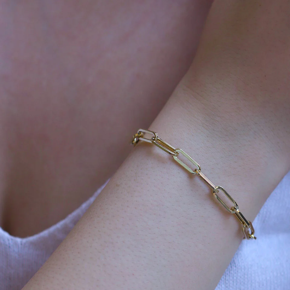 DG-20082013 Gold Stainless Steel Paper Clip Bracelet - Image 7