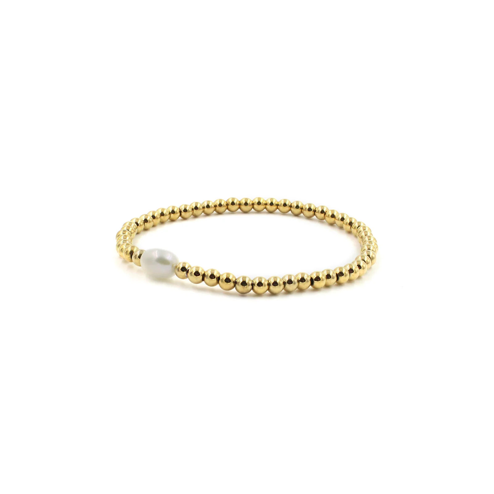 DG-21031603 Gold Stretch Beaded Bracelet with Pearl - Image 4
