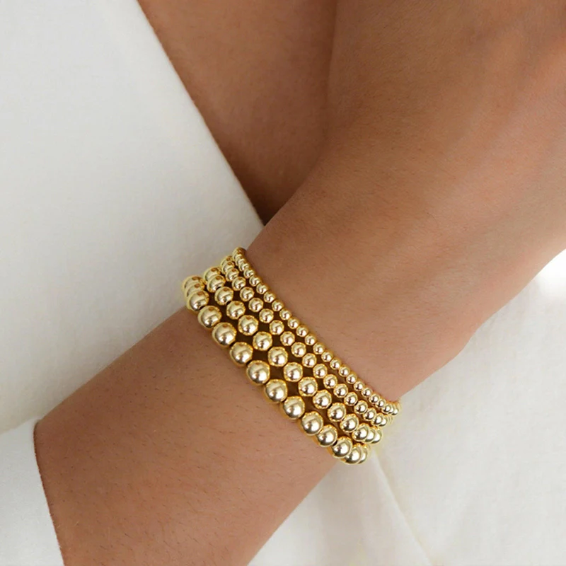 Gold Color Stainless Steel Beaded Bracelets - Image 2