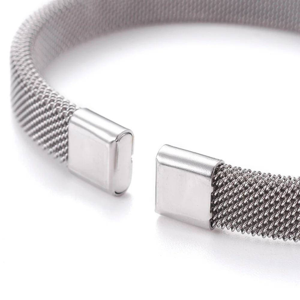 Open Stainless Steel Mesh Bangle Bracelet - Image 2